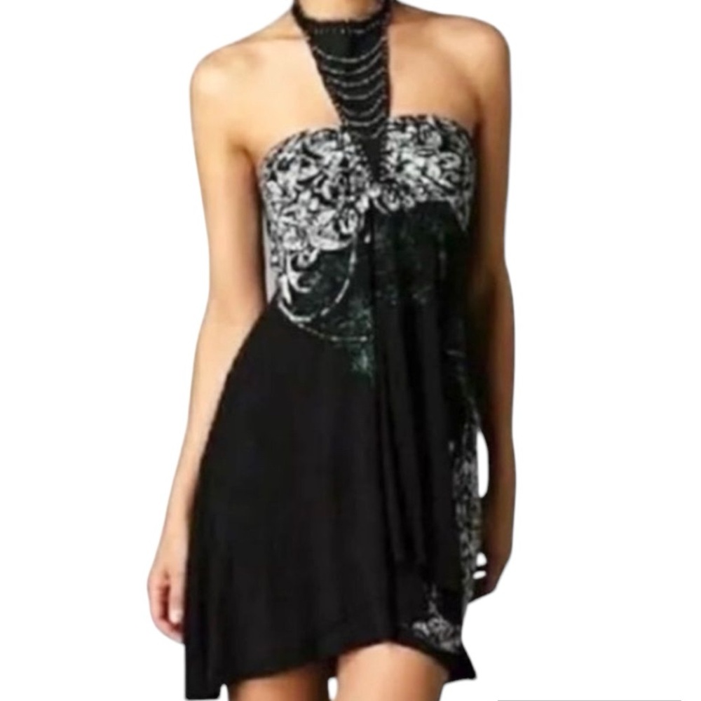 FREE PEOPLE halter tie mini dress
